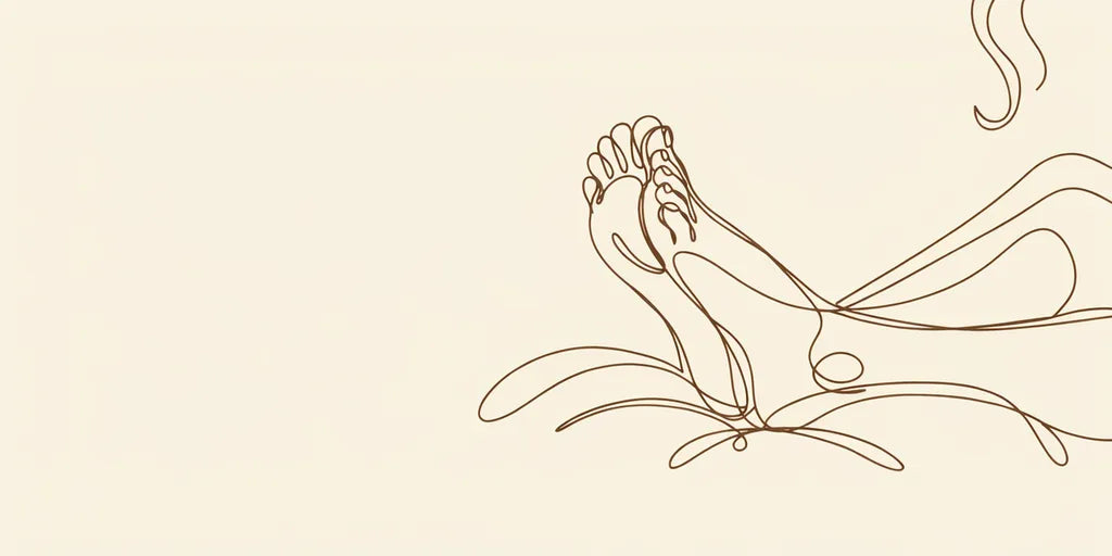 Line art - feet resting on a cushion