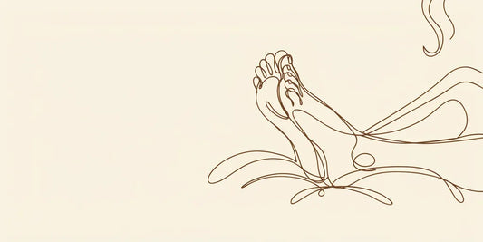 Line art - feet resting on a cushion