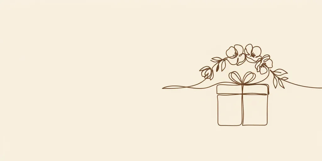 Line art - wrapped gift with garland