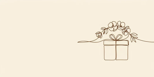 Line art - wrapped gift with garland