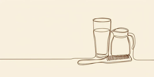 Line art - water glass, filter jug and comb