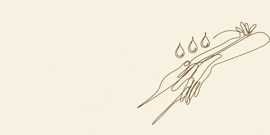 Line art - gentle arm massage with oil drops