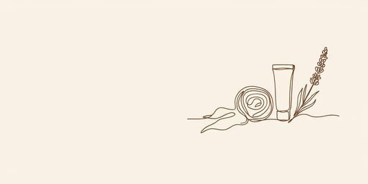 Line art - gauze, cream tube and lavender
