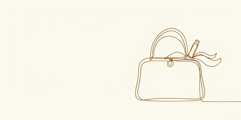 Line art - handbag with scarf and balm stick