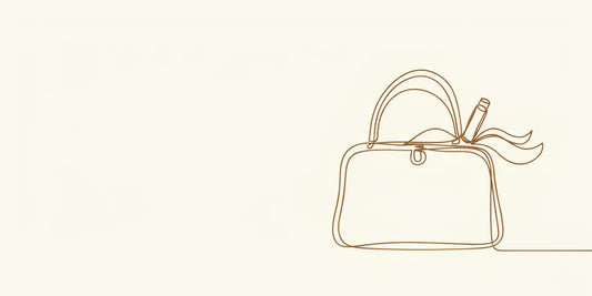 Line art - handbag with scarf and balm stick