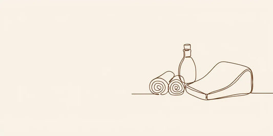 Line art - wedge cushion, stockings and massage oil