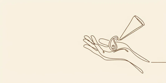 Line art - henna cone drawing a paisley on a palm