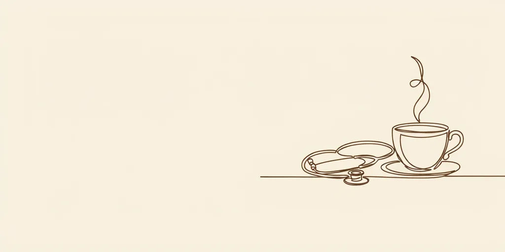 Line art - stethoscope beside a cup of tea