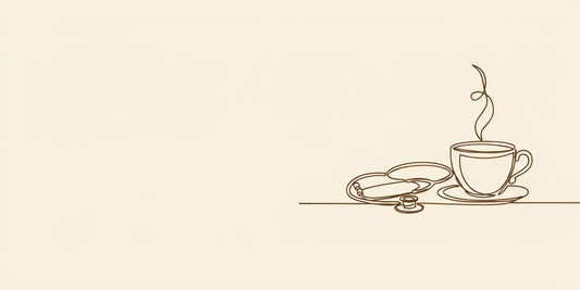 Line art - stethoscope beside a cup of tea