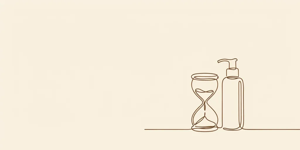 Line art - hourglass beside a pump bottle