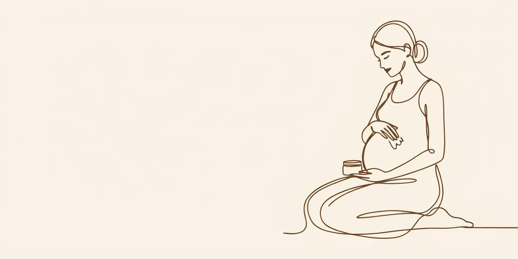 Line art - applying cream to the bump
