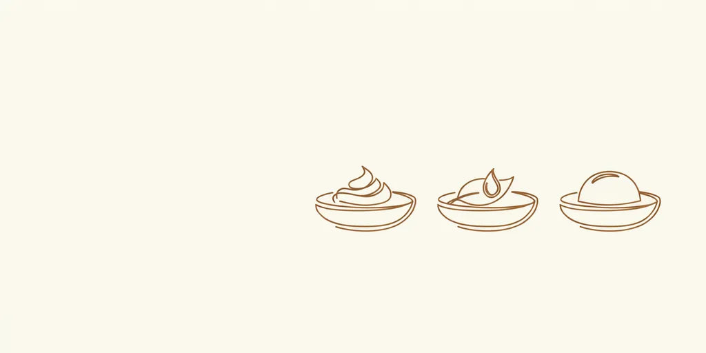 Line art - lotion, leaf and butter in three dishes
