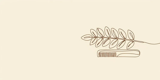 Line art - bhringraj sprig beside a comb