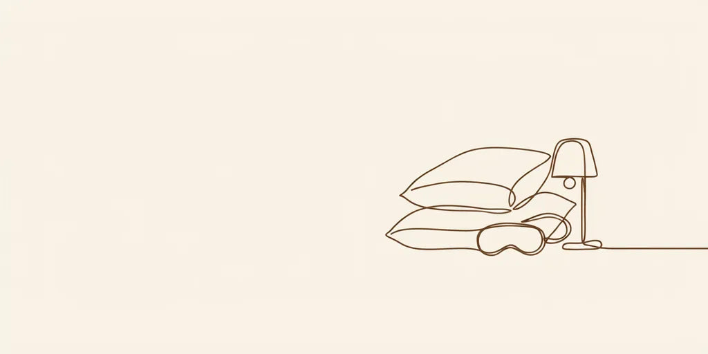 Line art - pillows, sleep mask and bedside lamp