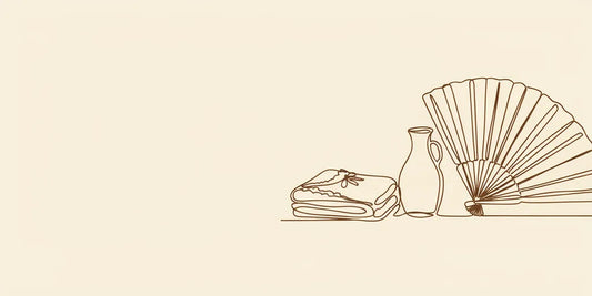 Line art - hand fan, nightdress and carafe