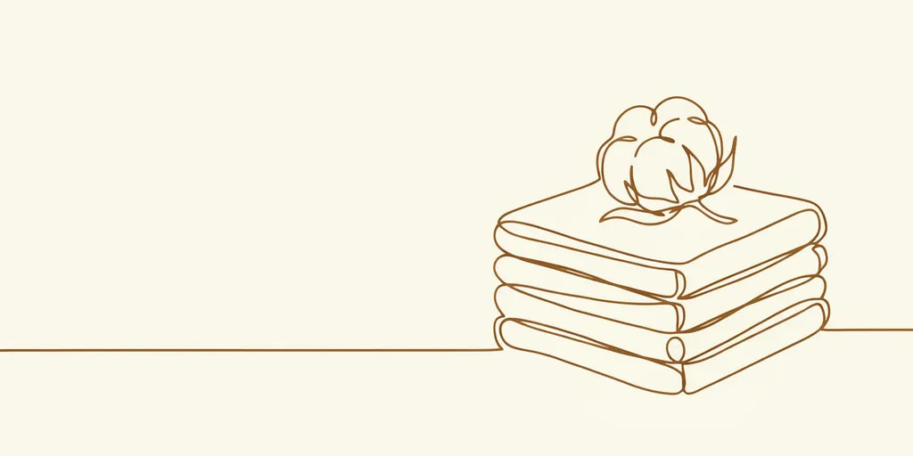 Line art - stack of soft cotton with a cotton flower