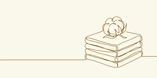 Line art - stack of soft cotton with a cotton flower