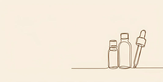 Line art - essential oil, carrier oil and dropper