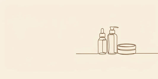 Line art - dropper bottle, pump bottle and tin