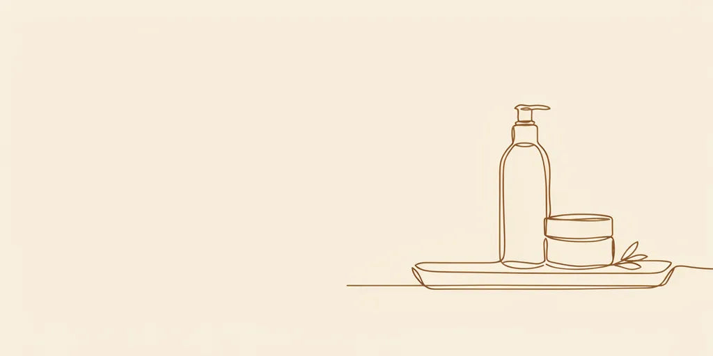 Line art - cleanser and moisturiser on a tray