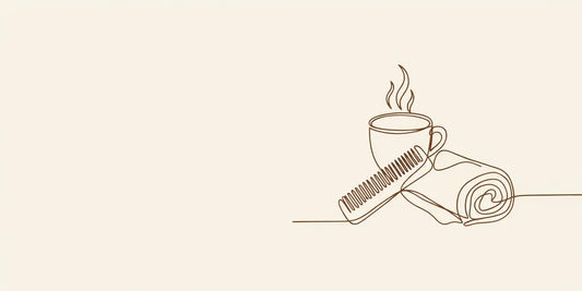 Line art - steaming cup, towel and comb
