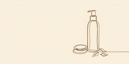 Line art - face wash, tea leaves and cotton pads