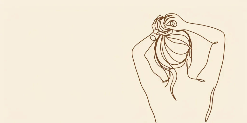 Line art - gathering hair into a loose bun