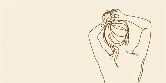 Line art - gathering hair into a loose bun
