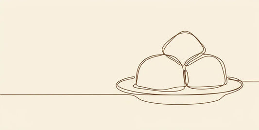 Line art - three butter scoops on a plate