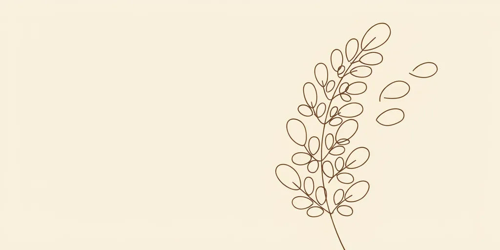 Line art - moringa stem with leaflets