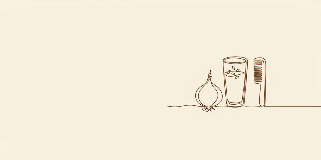 Line art - onion, rice water and comb