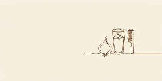 Line art - onion, rice water and comb