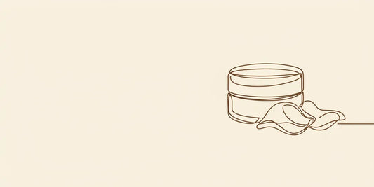 Line art - lip balm pot with rose petals