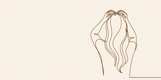 Line art - hands working oil into hair