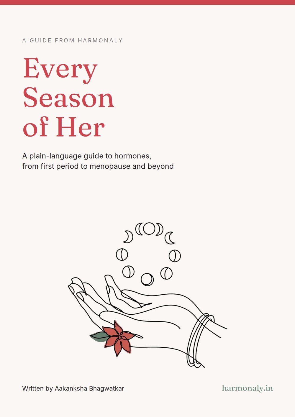 Every Season of Her: the cover of Harmonaly's plain-language guide to hormones, from first period to menopause and beyond